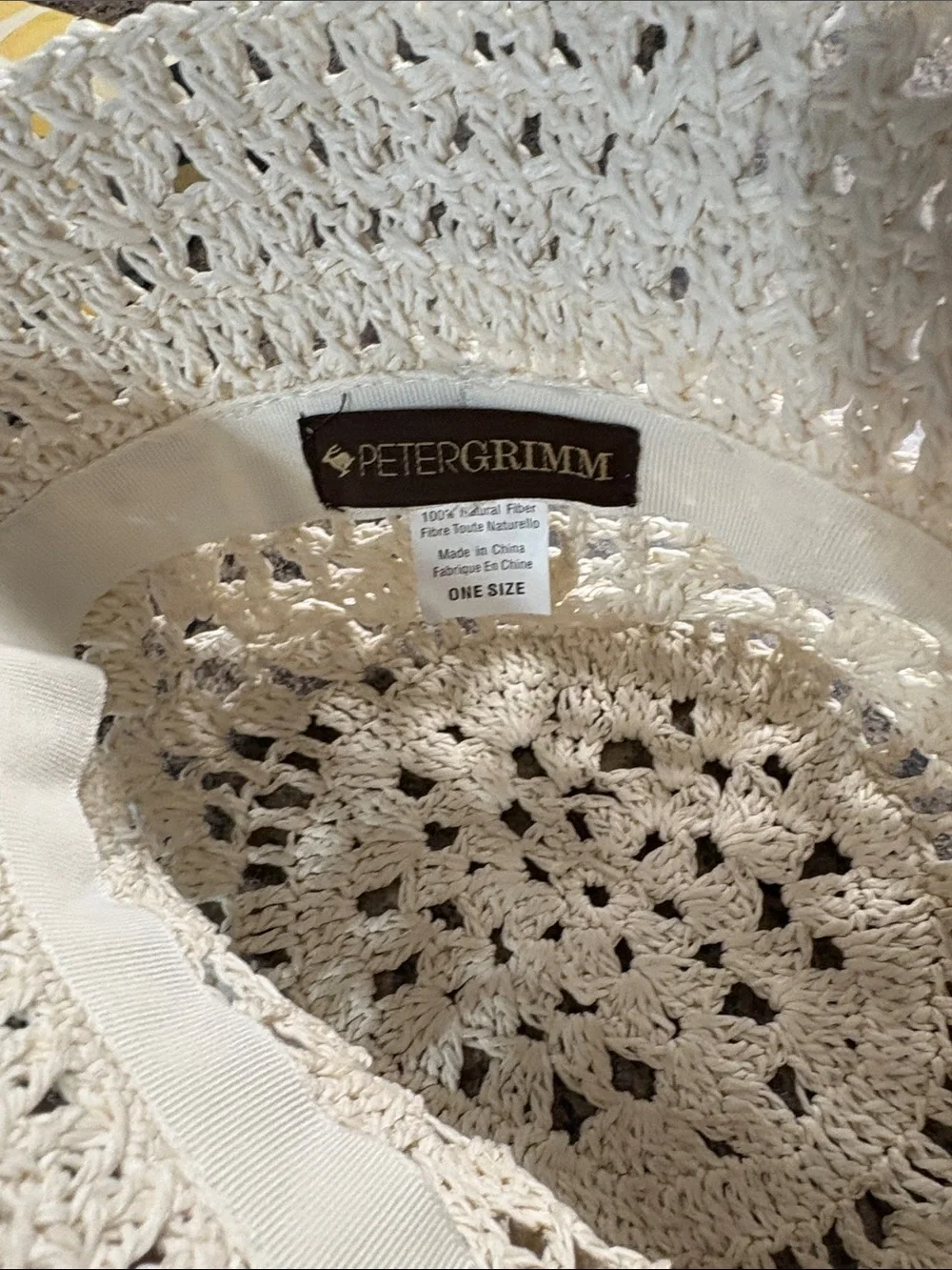 Peter Grimm Cream Crochet Bucket Hat